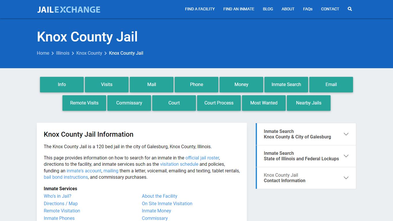 Knox County Jail, IL Inmate Search, Information
